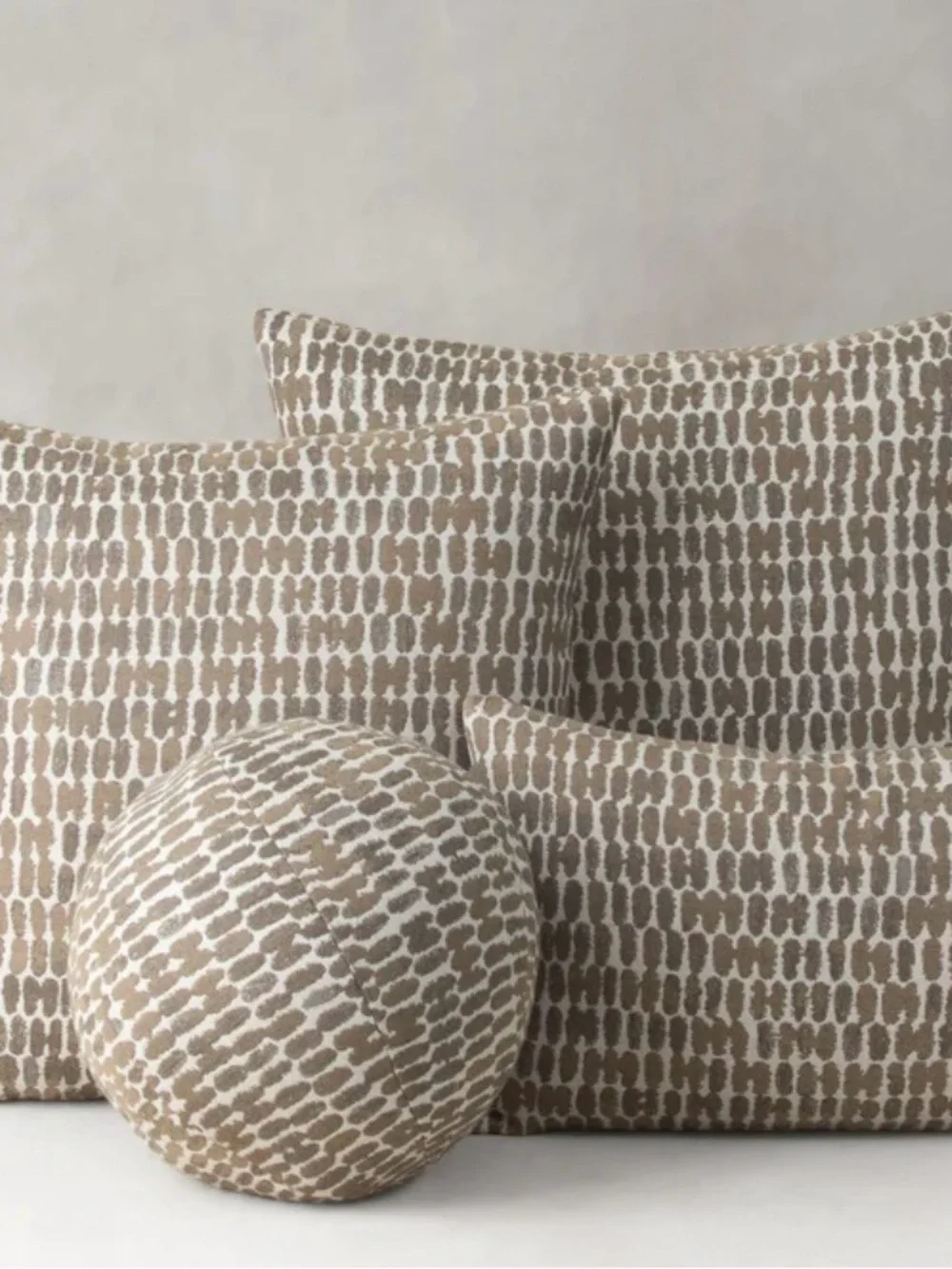 Elaine Smith Luxury Thumbprint Patterned Sphere Latte Orb Round Pillow Outdoor